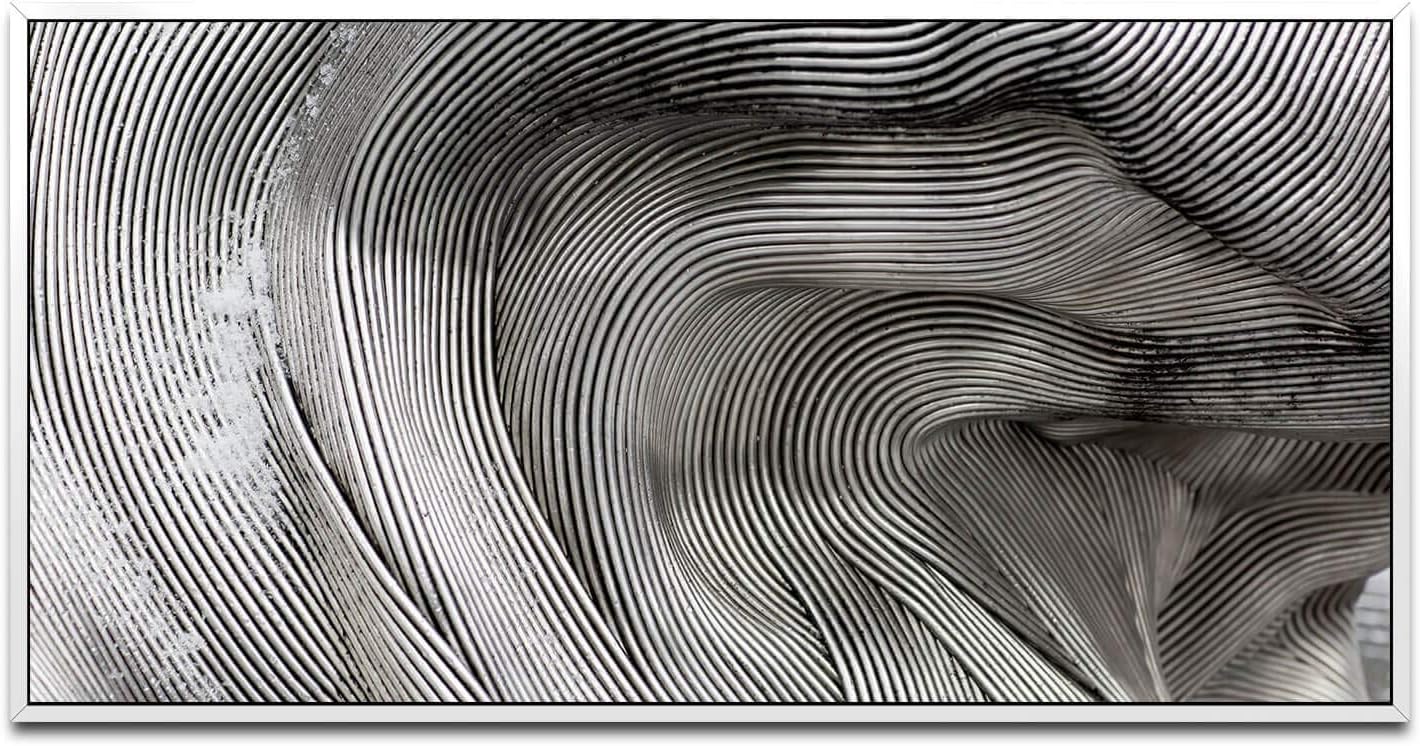 Abstrakte Kunst ca. 130x70cm Wandbild inklusive Schattenfugenrahmen weiss - Panorama Leinwand Bild XXL Format Wandbilder Wohnzimmer Wohnung Deko Kunstdrucke
