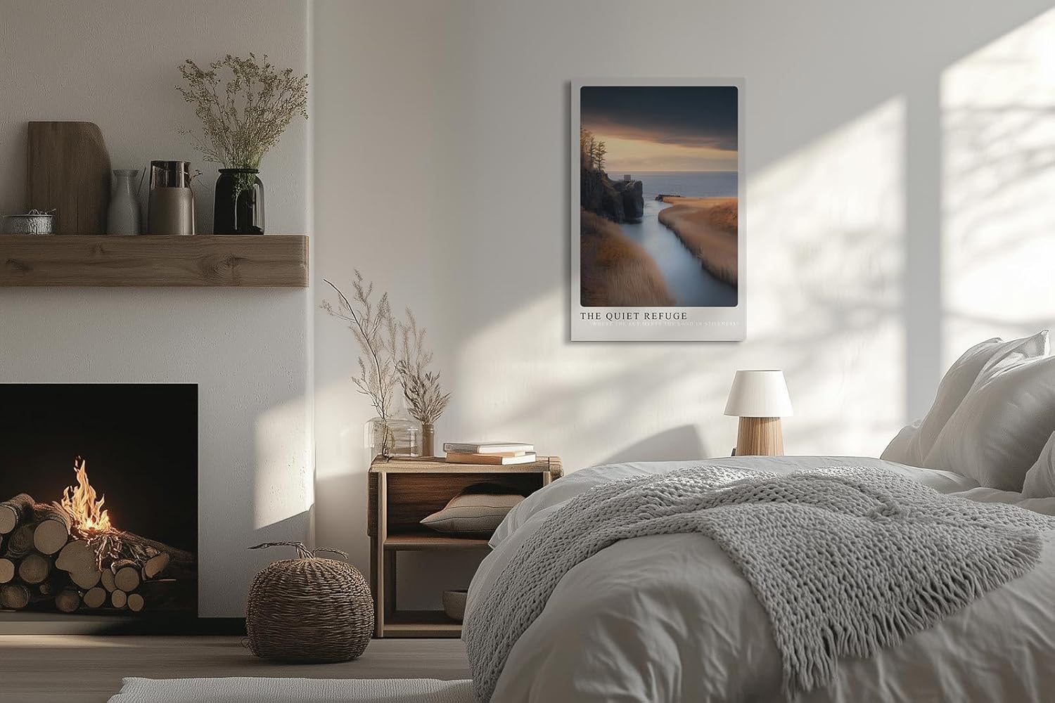 Paul Sinus Leinwandbild 60x90cm The Quiet Refuge Leinwandbild malerische Küstenlandschaft mit ruhigem Wasser und dramatischem Himmel