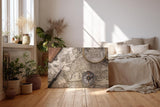 Sinus Art Wandbild 120x80cm Historische Weltkarte mit Lupe und Kompass – Symbol für Entdeckergeist und Zeitgeschichte