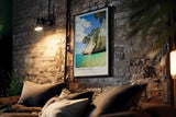 Paul Sinus Kunstdruck 40x60cm Cathedral Cove New Zealand türkisfarbenes Wasser trifft auf weiße Klippen und Naturidylle