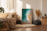 Paul Sinus Wandbild in 40x60cm Algarve Portugal – Luftaufnahme von Küste und Meer in Türkisund Goldtönen