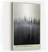 Paul Sinus Wandbild in 40x60cm The Vanishing City – Abstraktes Stadtmotiv in Schwarz-Weiß mit vertikalen Linienstrukturen