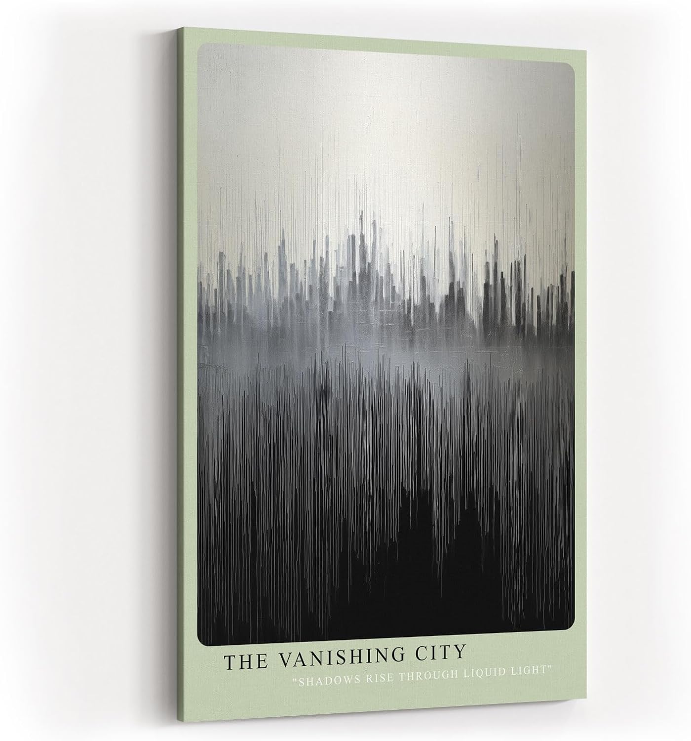 Paul Sinus Wandbild in 40x60cm The Vanishing City – Abstraktes Stadtmotiv in Schwarz-Weiß mit vertikalen Linienstrukturen