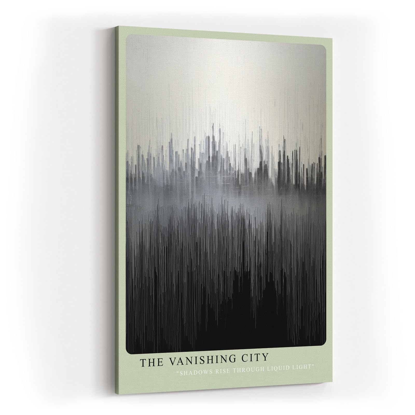 Paul Sinus Wandbild in 40x60cm The Vanishing City – Abstraktes Stadtmotiv in Schwarz-Weiß mit vertikalen Linienstrukturen