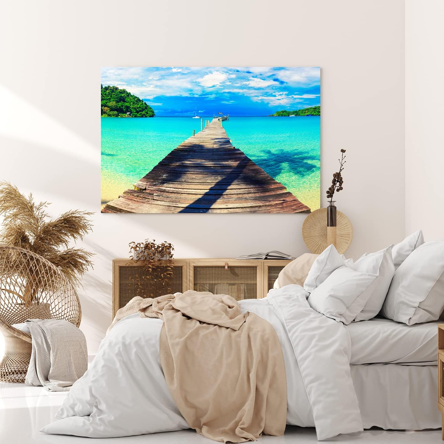 Paul Sinus Wandbild 120x80cm Südseeparadies Meer Thailand Holzsteg Sommer Horizont