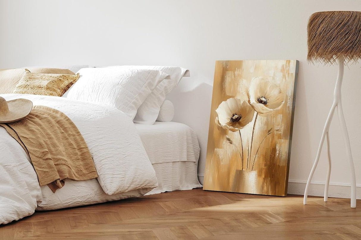 Paul Sinus 60x90cm Wandbild Blütenträume in Beige – Ausdrucksstarke Mohnblumen als stilvolles Highlight für elegante Wohnräume