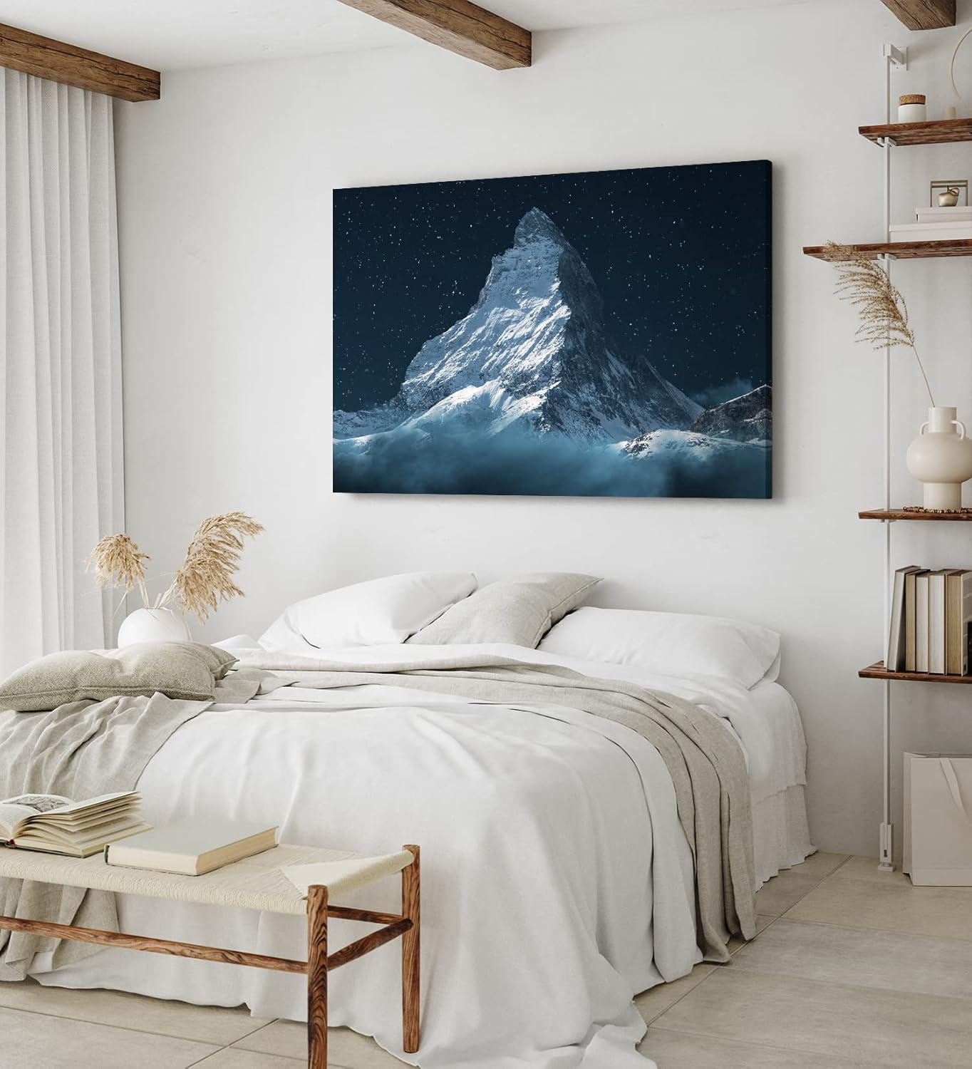 Paul Sinus Wandbild 120x80cm Matterhorn bei Nacht Berggipfel Sternenhimmel Sterne