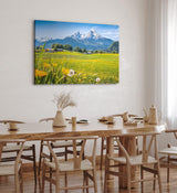 Paul Sinus Wandbild 120x80cm Alpen Österreich Schneegipfel Wiese Blumen Sonnenschein