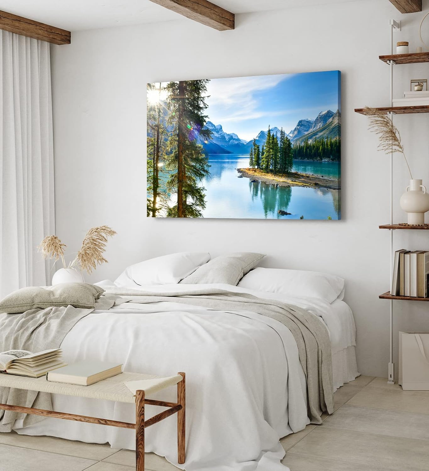 Paul Sinus Wandbild 120x80cm Alpensee See Alpen Berge Landschaft Bäume Schneegipfel
