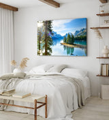 Paul Sinus Wandbild 120x80cm Alpensee See Alpen Berge Landschaft Bäume Schneegipfel
