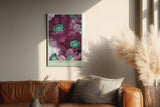 Paul Sinus Wandbild in 40x60cm Modern Botanics Magenta Blüten mit Türkisakzenten