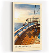 Paul Sinus Kunstdruck 40x60cm Ocean Journey mit Holzdeck eines Segelboots und Blick aufs offene Meer