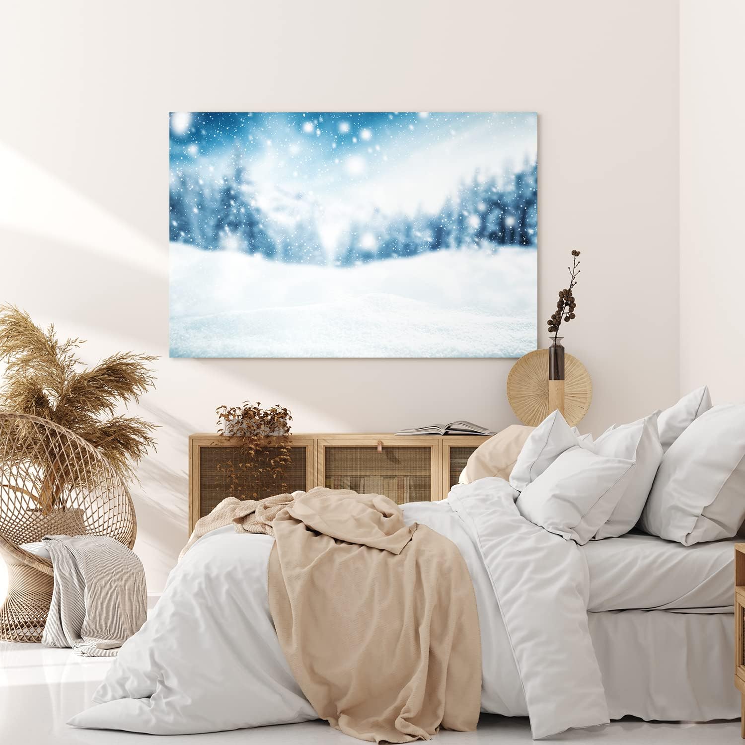 Paul Sinus Wandbild 120x80cm Schnee Winter Weiß Kunstvoll Schneeflocken