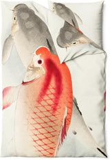 Sinus Art Bettwäsche 135x200 cm + 80x80 cm – Koi-Fisch Design auf cremefarbenem Grund – Mikrofaser – weich, atmungsaktiv & pflegeleicht