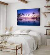 Wandbild 120x80cm Malediven Urlaub Palmen Meer Abend Pool