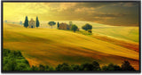 Landschaft in der Toscana ca. 130x70cm Wandbild inklusive Schattenfugenrahmen schwarz - Panorama Leinwand Bild XXL Format Wandbilder Wohnzimmer Wohnung Deko Kunstdrucke