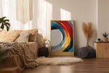 Paul Sinus Wandbild in 40x60cm The Circle of Momentum – Dynamischer Farbkreis in Rot, Gelb, Blau und Weiß