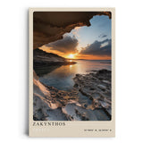 Paul Sinus Leinwandbild 80x120cm Leinwandbild Zakynthos Griechenland Sonnenuntergang Küstenlandschaft Meeresblick Naturidylle Felsen Höhle Romantik