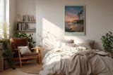 Paul Sinus Wandbild in 40x60cm Sunset Bay mit malerischem Sonnenuntergang und Palmenküste für entspannte Wandgestaltung