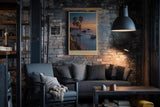 Paul Sinus Wandbild in 40x60cm The California Hour mit Sonnenuntergang und Palmenküste in warmen Farbtönen für elegante Wandgestaltung