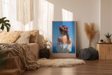 Paul Sinus Wandbild in 40x60cm The Flower Crowned Summer Romantic Woman with Floral Hair Wreath by the Sea in Sunlit Colors