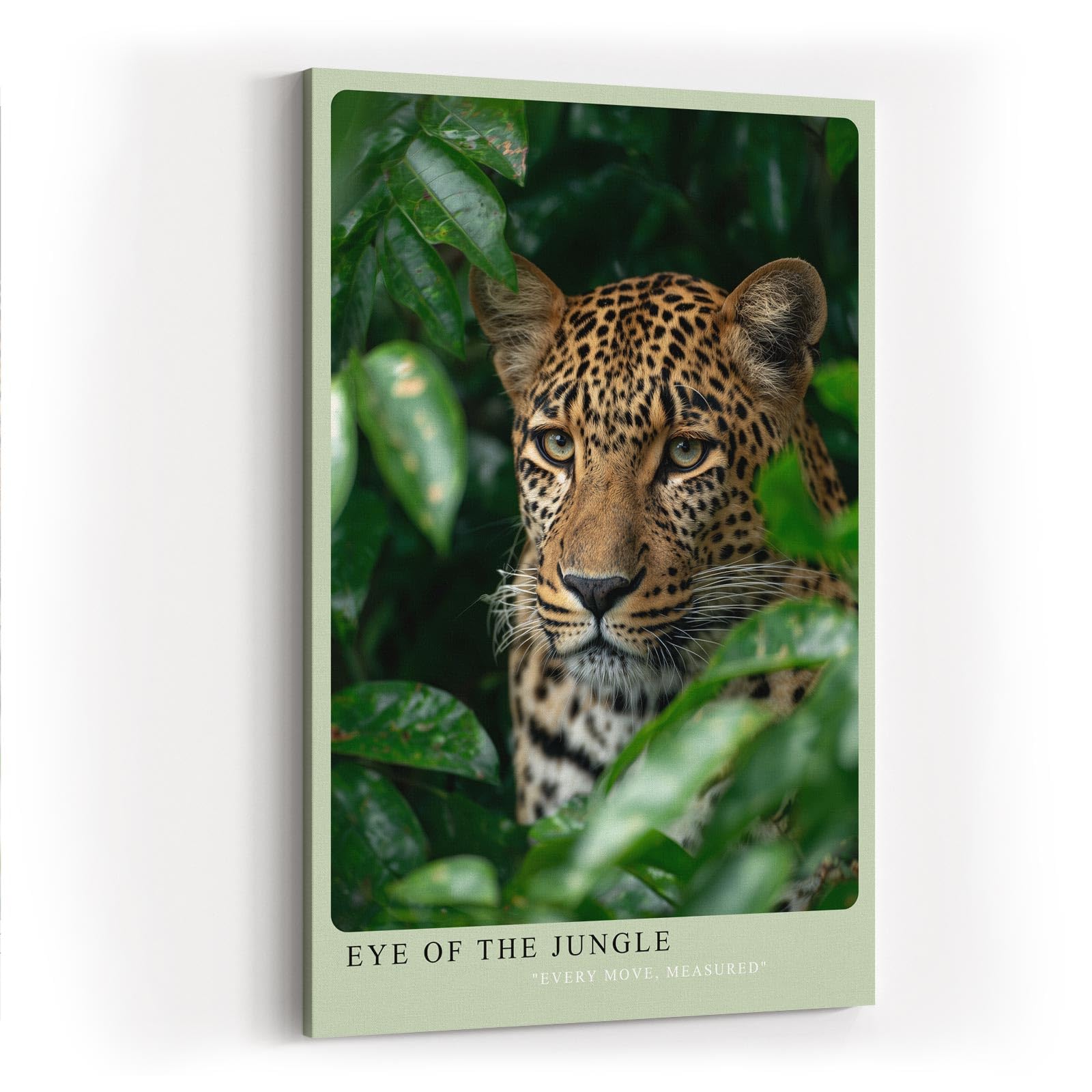 Paul Sinus Wandbild in 40x60cm Eye of the Jungle – Nahaufnahme eines Leoparden im dichten Blätterdach