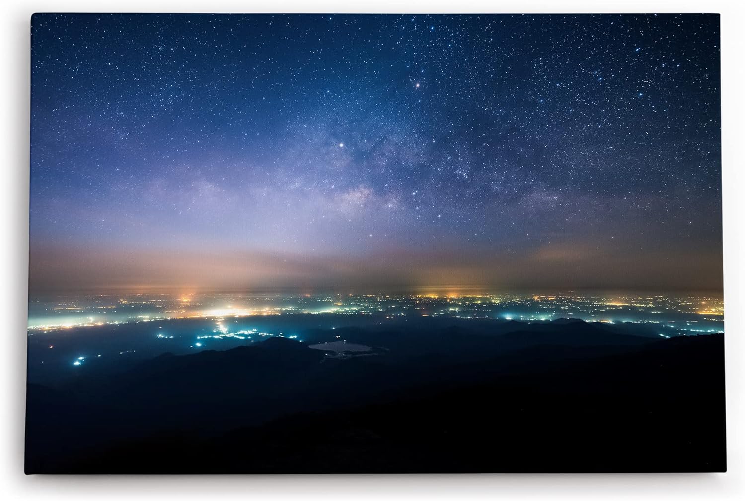 Paul Sinus Wandbild 120x80cm Sternenhimmel Nacht Stadtlichter Milchstraße Sterne