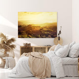 Paul Sinus Wandbild 120x80cm Toskana Landschaft Italien Finca Morgentau Grün