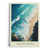 Paul Sinus Leinwandbild 40x60cm Türkises Paradies – Strahlend blaue Meereswellen an einer goldenen Sandküste mit mediterraner Atmosphäre