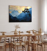 Paul Sinus Wandbild 120x80cm Einsamer Baum Himalaja Berg Berggipfel Schneegipfel Blau