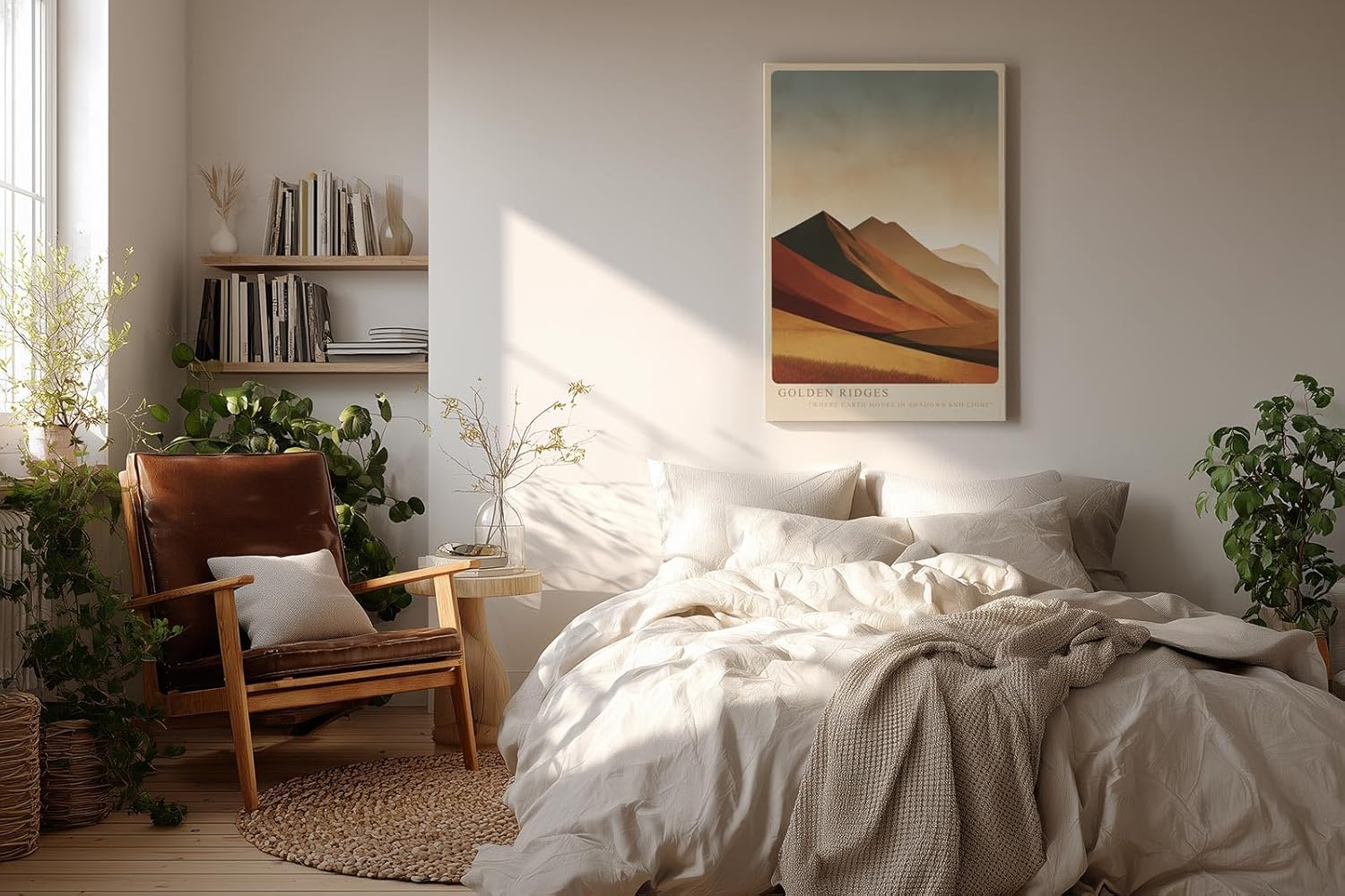 Paul Sinus Wandbild in 40x60cm Golden Ridges – Landschaft in warmen Goldund Rottönen für zeitlose Raumgestaltung