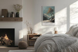 Paul Sinus Leinwandbild 60x90cm Verwurzelt im Himmel – Einsamer Baum auf felsiger Anhöhe mit Berglandschaft und impressionistischer Textur
