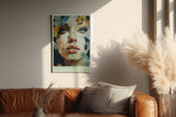 Paul Sinus Wandbild in 40x60cm Fragments of Her – ausdrucksstarkes Porträt einer Frau mit Schmetterlingsfragmenten in leuchtenden Farben