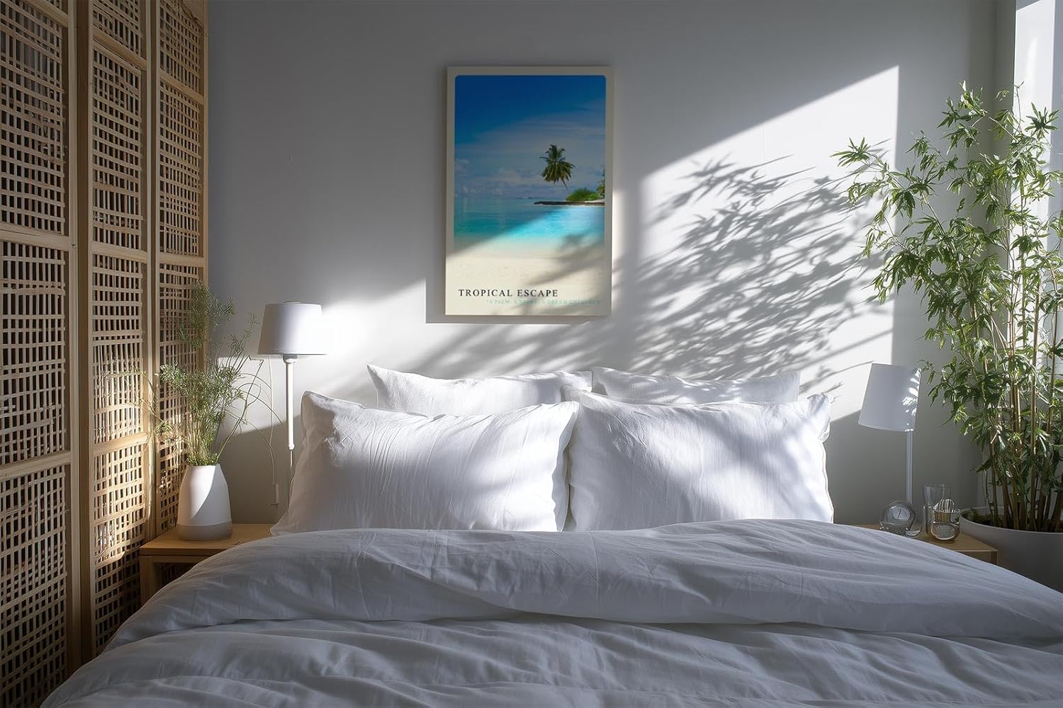 Paul Sinus Kunstdruck 40x60cm Tropical Escape mit Palmenstrand und türkisblauem Meer in der Karibik