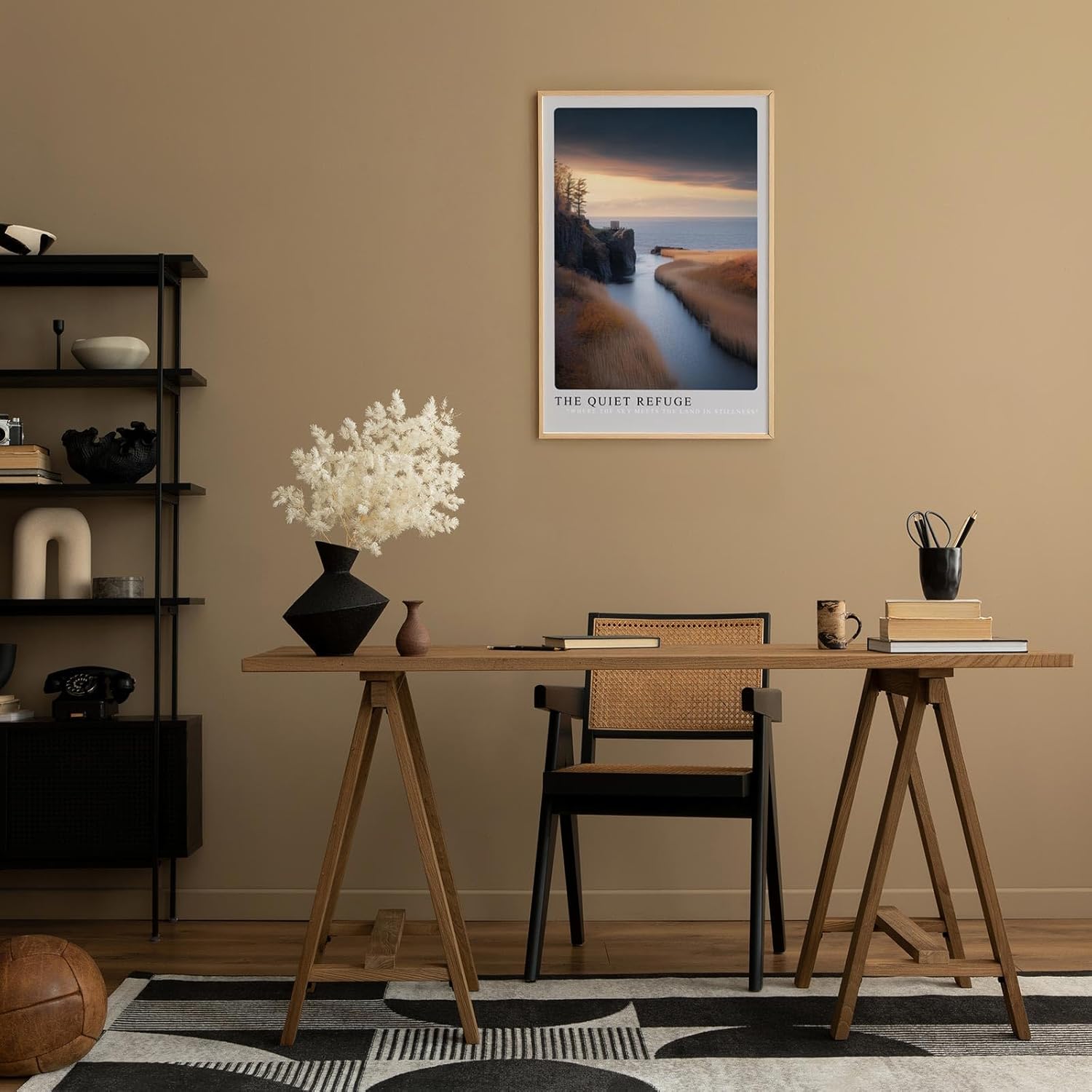 Paul Sinus Leinwandbild 60x90cm The Quiet Refuge Leinwandbild malerische Küstenlandschaft mit ruhigem Wasser und dramatischem Himmel