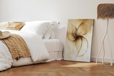Paul Sinus 60x90cm Wandbild Tanz der Blüten in Beige – Schwungvolle Leichtigkeit mit moderner Blume