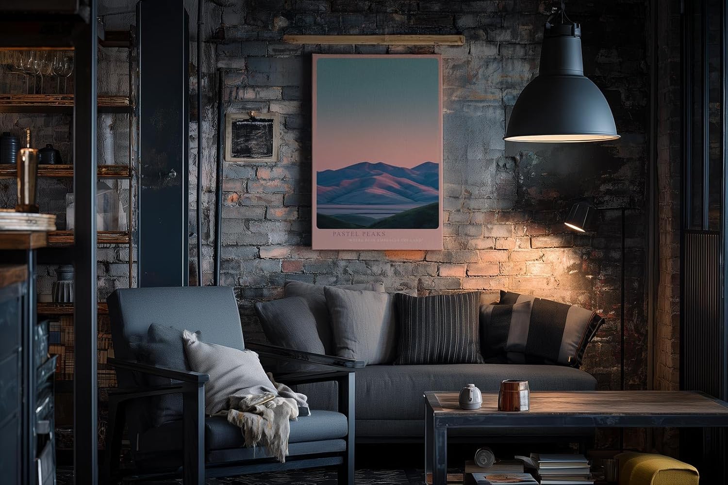 Paul Sinus Wandbild in 40x60cm Pastel Peaks mit farbintensiven Bergen im Abendlicht für moderne Wandgestaltung