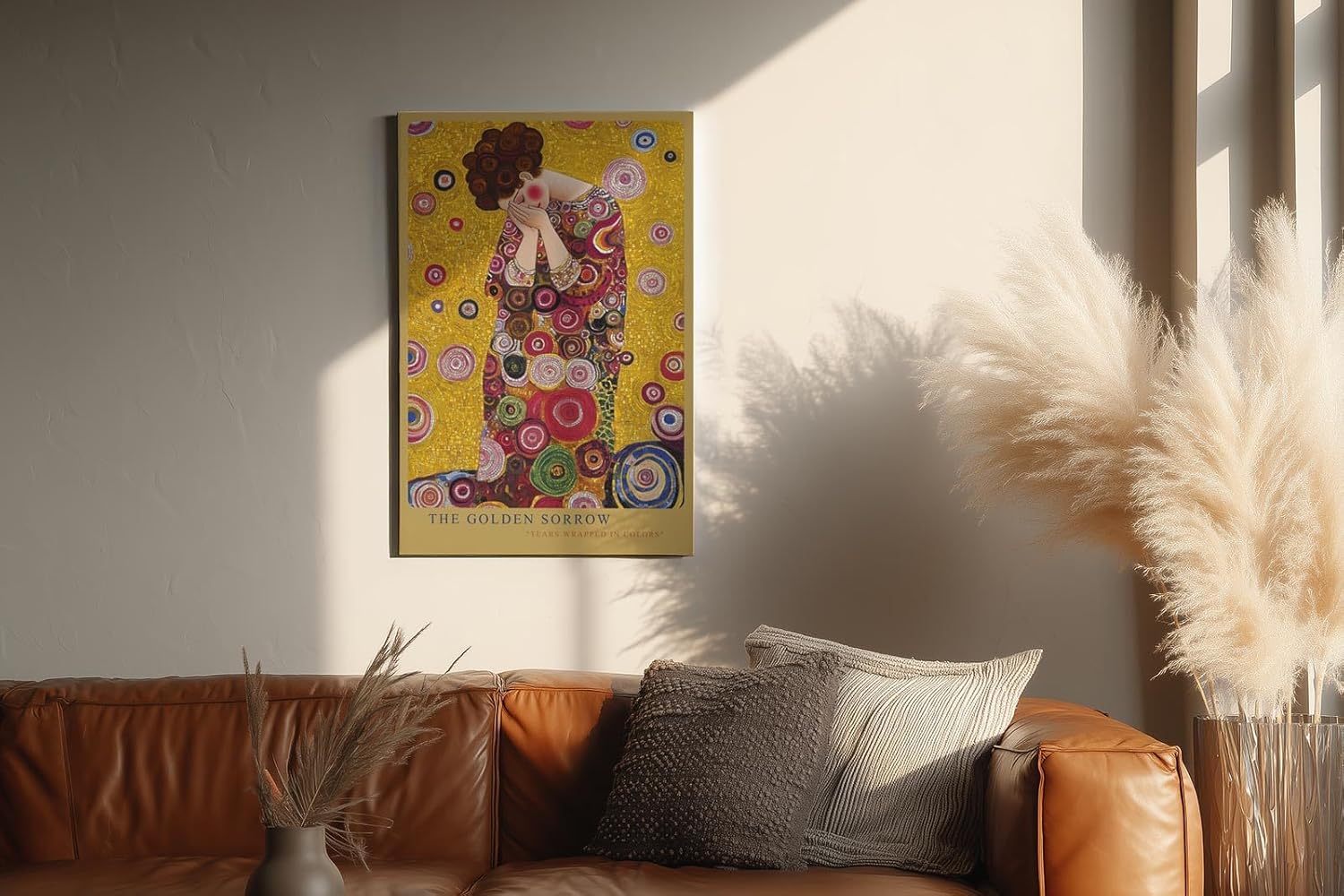Paul Sinus Wandbild in 40x60cm The Golden Sorrow – ausdrucksstarkes Kunstmotiv im goldenen Mosaikstil für elegante Raumgestaltung