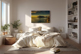 Sinus Art Wandbild 120x80cm Dramatisches Küstenpanorama bei Sonnenuntergang – ruhig, weit und eindrucksvoll