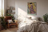 Paul Sinus Wandbild in 80x120cm The Golden Silence – kunstvolles Porträt im goldenen Mosaikstil mit floralen Ornamenten für stilvolle Raumgestaltung