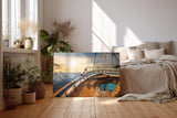 Sinus Art Wandbild 120x80cm Atmosphärisches Meermotiv mit Perspektive vom Holzdeck eines Segelboots bei Sonnenuntergang