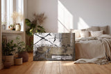 Sinus Art Wandbild 120x80cm Abstrakte Elemente in Schwarz, Weiß und Braun mit grafischen Linien und Symbolen