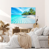 Wandbild 120x80cm Karibik Insel Südseeparadies Palmen Strand Meer Türkis