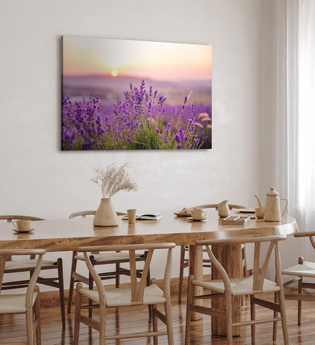 Paul Sinus Wandbild 120x80cm Lavendel Blumen Blüten Violett Sonnenuntergang Blumenwiese