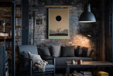 Paul Sinus Wandbild in 40x60cm Schwarze Sonne über karger Landschaft mit Baum und Gebirgssilhouette