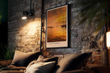 Paul Sinus Kunstdruck 40x60cm Sunset Harbor – Segelboote bei Sonnenuntergang im goldenen Abendlicht auf ruhigem Wasser