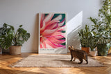 Paul Sinus Kunstdruck 40x60cm Coral Bloom – Blüte in Korallrot mit zarten Tropfen in leuchtender Nahaufnahme