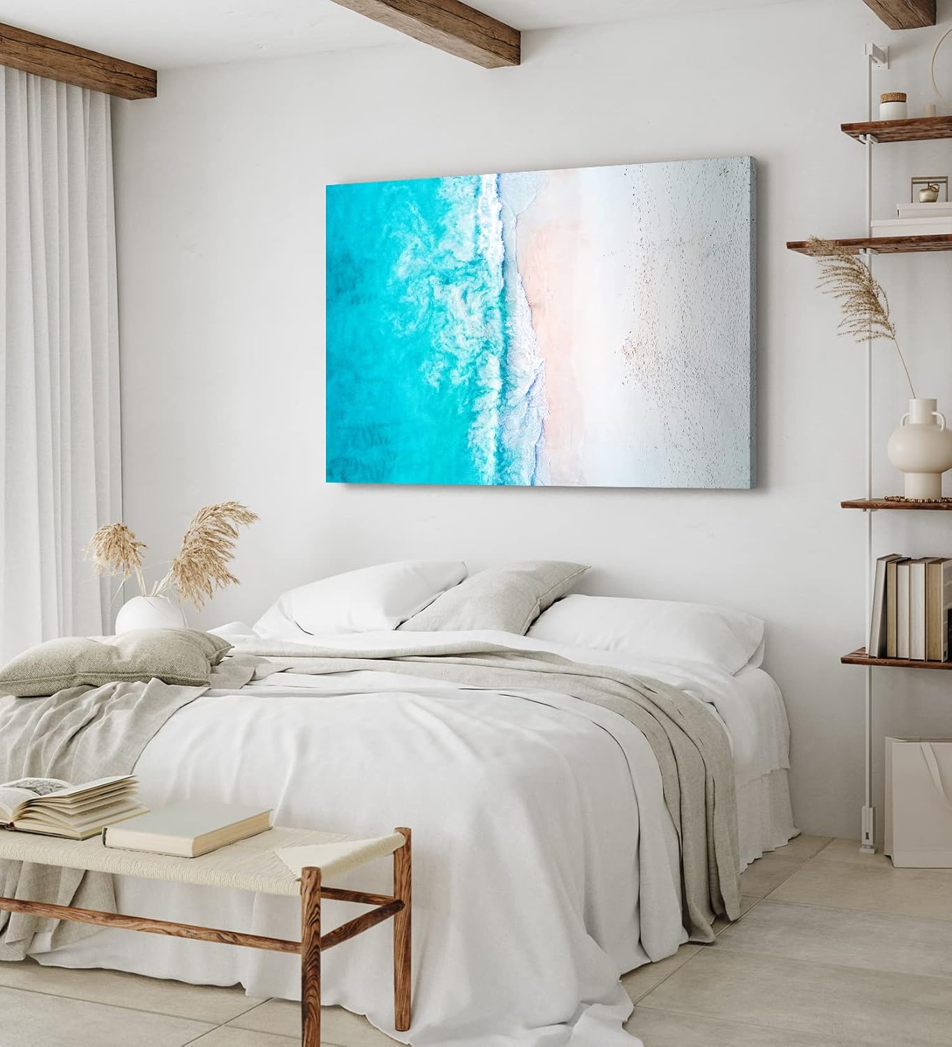 Paul Sinus Wandbild 120x80cm Luftaufnahme Strand Blau Meer Wellen Vogelperspektive