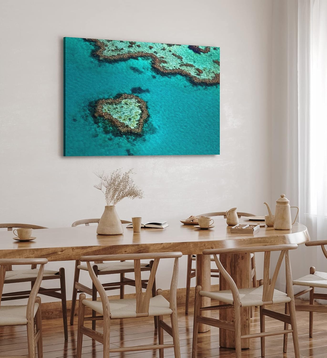 Paul Sinus Wandbild 120x80cm Insel in Herzform Malediven Türkis Meer Herz