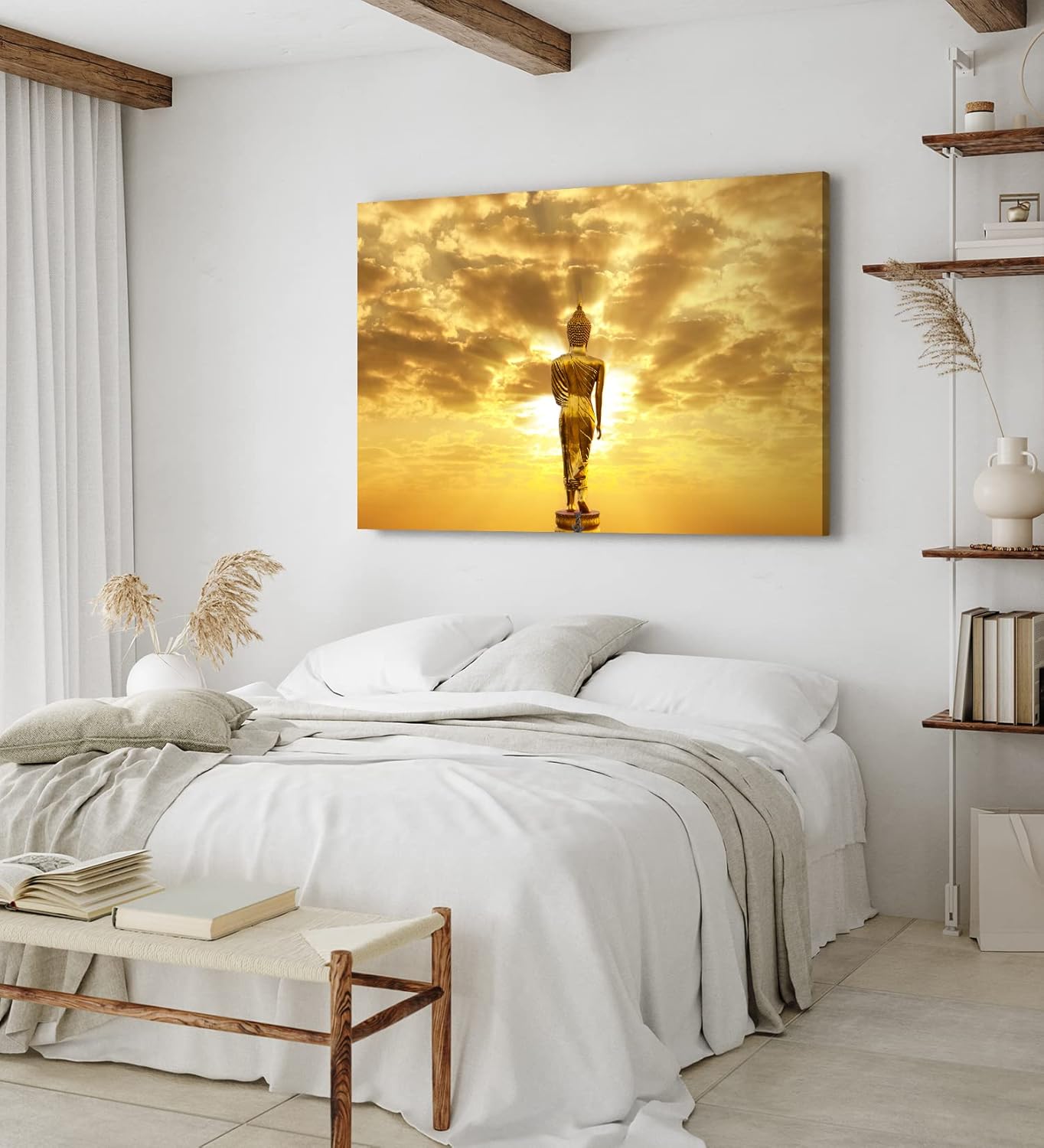 Paul Sinus Wandbild 120x80cm Buddha an Sonnenlicht Sonne Himmel Harmonie Buddhismus